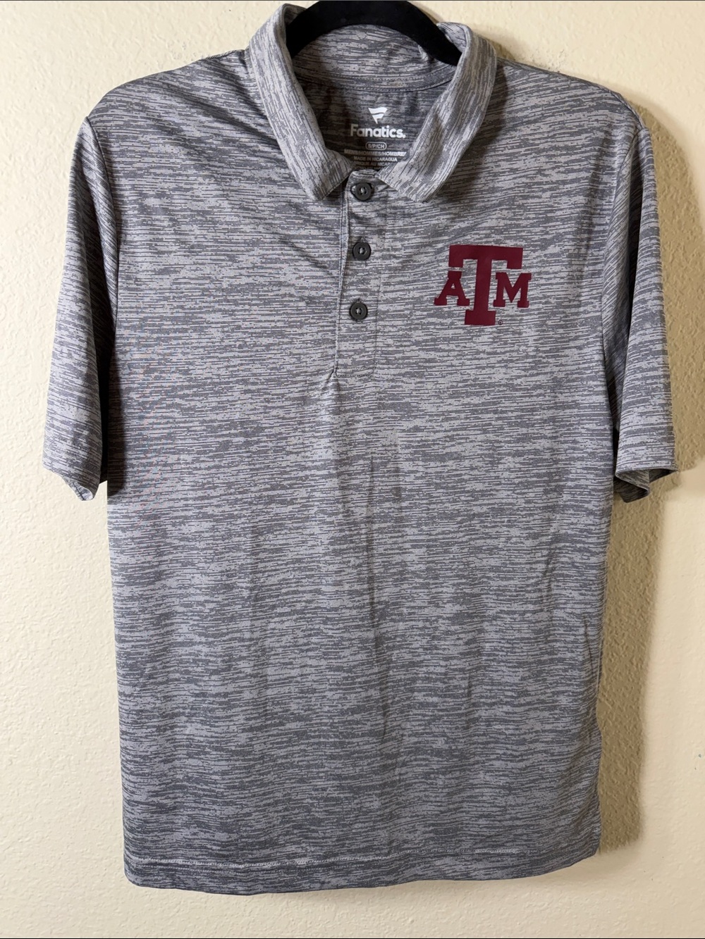 Fanatics Men Texas AM Aggies Polo Shirt Heather Gray Golf Athletic Gameday SMALL